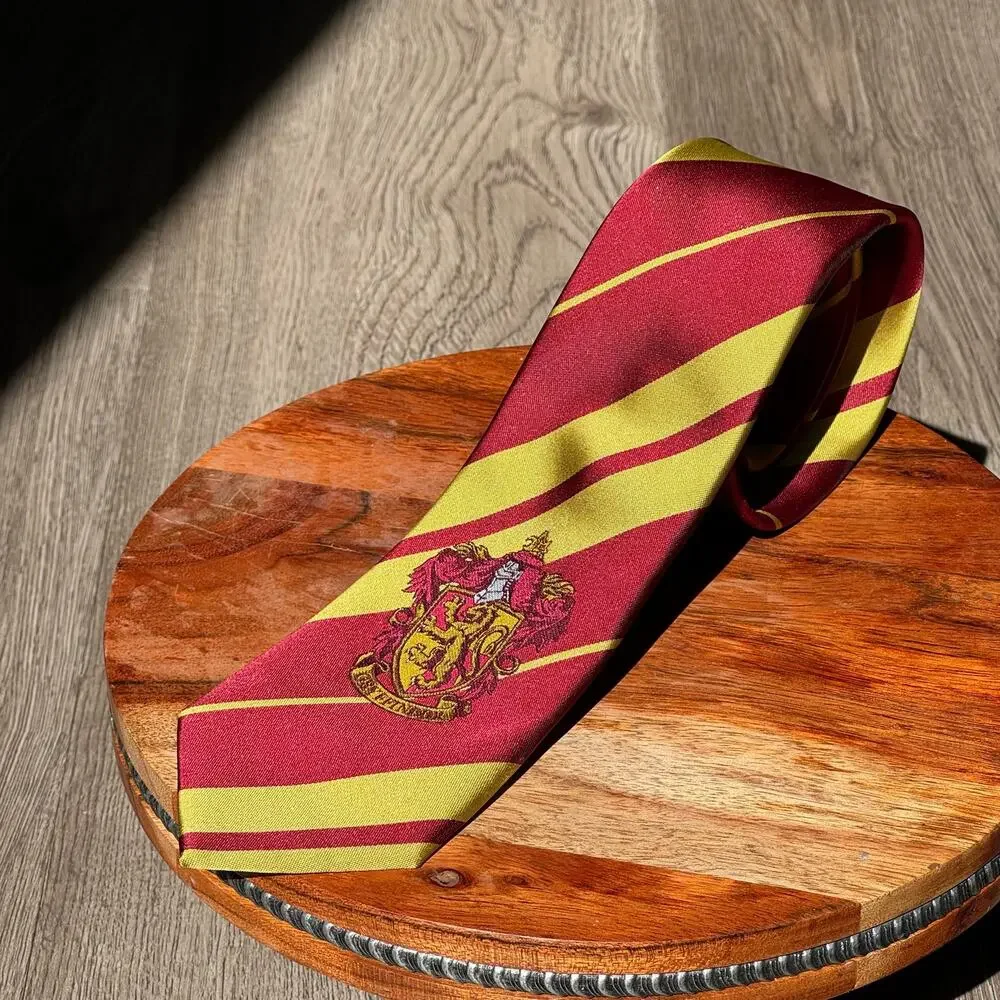Harry Potter Gryffindor Necktie Burgundy Gold Striped House Crest Warner Bros